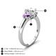 5 - Gemma 1.74 ctw GIA Certified Natural Diamond Oval Cut (8x6 mm) and Side Amethyst Trellis Three Stone Engagement Ring 