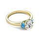 4 - Gemma 1.90 ctw GIA Certified Natural Diamond Oval Cut (8x6 mm) and Side Blue Topaz Trellis Three Stone Engagement Ring 