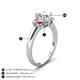 5 - Gemma 1.86 ctw GIA Certified Natural Diamond Oval Cut (8x6 mm) and Side Pink Tourmaline Trellis Three Stone Engagement Ring 