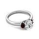 4 - Gemma 1.90 ctw GIA Certified Natural Diamond Oval Cut (8x6 mm) and Side Red Garnet Trellis Three Stone Engagement Ring 