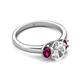 4 - Gemma 1.96 ctw GIA Certified Natural Diamond Oval Cut (8x6 mm) and Side Rhodolite Garnet Trellis Three Stone Engagement Ring 