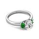 4 - Gemma 1.82 ctw GIA Certified Natural Diamond Oval Cut (8x6 mm) and Side Green Garnet Trellis Three Stone Engagement Ring 