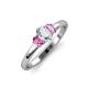 3 - Gemma 1.35 ctw GIA Certified Natural Diamond Oval Cut (7x5 mm) and Pink Sapphire Trellis Three Stone Engagement Ring 
