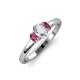 3 - Gemma 1.31 ctw GIA Certified Natural Diamond Oval Cut (7x5 mm) and Pink Tourmaline Trellis Three Stone Engagement Ring 