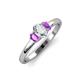 3 - Gemma 1.19 ctw GIA Certified Natural Diamond Oval Cut (7x5 mm) and Amethyst Trellis Three Stone Engagement Ring 