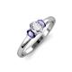 3 - Gemma 1.19 ctw GIA Certified Natural Diamond Oval Cut (7x5 mm) and Iolite Trellis Three Stone Engagement Ring 