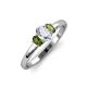 3 - Gemma 1.35 ctw GIA Certified Natural Diamond Oval Cut (7x5 mm) and Peridot Trellis Three Stone Engagement Ring 
