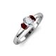3 - Gemma 1.35 ctw GIA Certified Natural Diamond Oval Cut (7x5 mm) and Red Garnet Trellis Three Stone Engagement Ring 