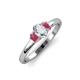 3 - Gemma 1.41 ctw GIA Certified Natural Diamond Oval Cut (7x5 mm) and Rhodolite Garnet Trellis Three Stone Engagement Ring 