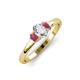 3 - Gemma 1.41 ctw GIA Certified Natural Diamond Oval Cut (7x5 mm) and Rhodolite Garnet Trellis Three Stone Engagement Ring 