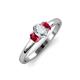 3 - Gemma 1.35 ctw GIA Certified Natural Diamond Oval Cut (7x5 mm) and Ruby Trellis Three Stone Engagement Ring 