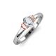 3 - Gemma 1.25 ctw GIA Certified Natural Diamond Oval Cut (7x5 mm) and Morganite Trellis Three Stone Engagement Ring 