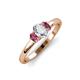 3 - Gemma 1.31 ctw GIA Certified Natural Diamond Oval Cut (7x5 mm) and Pink Tourmaline Trellis Three Stone Engagement Ring 