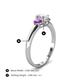 4 - Gemma 1.19 ctw GIA Certified Natural Diamond Oval Cut (7x5 mm) and Amethyst Trellis Three Stone Engagement Ring 