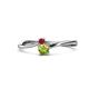 1 - Lucie 4.10 mm Bold Round Ruby and Peridot 2 Stone Promise Ring 