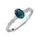 3 - Kiara 1.20 ctw London Blue Topaz Oval Shape (7x5 mm) Solitaire Plus accented Natural Diamond Engagement Ring 