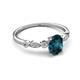 5 - Kiara 1.20 ctw London Blue Topaz Oval Shape (7x5 mm) Solitaire Plus accented Natural Diamond Engagement Ring 