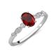 3 - Kiara 1.15 ctw Red Garnet Oval Shape (7x5 mm) Solitaire Plus accented Natural Diamond Engagement Ring 