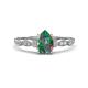 1 - Kiara 1.06 ctw Created Alexandrite Pear Shape (7x5 mm) Solitaire Plus accented Natural Diamond Engagement Ring 