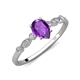 3 - Kiara 0.85 ctw Amethyst Pear Shape (7x5 mm) Solitaire Plus accented Natural Diamond Engagement Ring 
