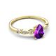 5 - Kiara 0.85 ctw Amethyst Pear Shape (7x5 mm) Solitaire Plus accented Natural Diamond Engagement Ring 