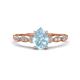 1 - Kiara 0.80 ctw Aquamarine Pear Shape (7x5 mm) Solitaire Plus accented Natural Diamond Engagement Ring 