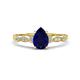 1 - Kiara 1.10 ctw Blue Sapphire Pear Shape (7x5 mm) Solitaire Plus accented Natural Diamond Engagement Ring 
