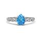 1 - Kiara 1.05 ctw Blue Topaz Pear Shape (7x5 mm) Solitaire Plus accented Natural Diamond Engagement Ring 
