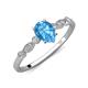 3 - Kiara 1.05 ctw Blue Topaz Pear Shape (7x5 mm) Solitaire Plus accented Natural Diamond Engagement Ring 