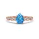 1 - Kiara 1.05 ctw Blue Topaz Pear Shape (7x5 mm) Solitaire Plus accented Natural Diamond Engagement Ring 
