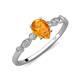 3 - Kiara 0.85 ctw Citrine Pear Shape (7x5 mm) Solitaire Plus accented Natural Diamond Engagement Ring 