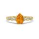 1 - Kiara 0.85 ctw Citrine Pear Shape (7x5 mm) Solitaire Plus accented Natural Diamond Engagement Ring 