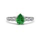 1 - Kiara 1.00 ctw Green Garnet Pear Shape (7x5 mm) Solitaire Plus accented Natural Diamond Engagement Ring 
