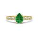 1 - Kiara 1.00 ctw Green Garnet Pear Shape (7x5 mm) Solitaire Plus accented Natural Diamond Engagement Ring 
