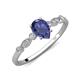 3 - Kiara 0.80 ctw Iolite Pear Shape (7x5 mm) Solitaire Plus accented Natural Diamond Engagement Ring 