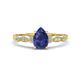 1 - Kiara 0.80 ctw Iolite Pear Shape (7x5 mm) Solitaire Plus accented Natural Diamond Engagement Ring 