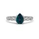 1 - Kiara 1.05 ctw London Blue Topaz Pear Shape (7x5 mm) Solitaire Plus accented Natural Diamond Engagement Ring 