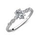 3 - Kiara 1.05 ctw Moissanite Pear Shape (7x5 mm) Solitaire Plus accented Natural Diamond Engagement Ring 