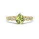 1 - Kiara 1.00 ctw Peridot Pear Shape (7x5 mm) Solitaire Plus accented Natural Diamond Engagement Ring 