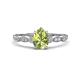 1 - Kiara 1.00 ctw Peridot Pear Shape (7x5 mm) Solitaire Plus accented Natural Diamond Engagement Ring 