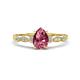 1 - Kiara 0.90 ctw Pink Tourmaline Pear Shape (7x5 mm) Solitaire Plus accented Natural Diamond Engagement Ring 