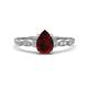 1 - Kiara 1.10 ctw Red Garnet Pear Shape (7x5 mm) Solitaire Plus accented Natural Diamond Engagement Ring 