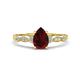 1 - Kiara 1.10 ctw Red Garnet Pear Shape (7x5 mm) Solitaire Plus accented Natural Diamond Engagement Ring 