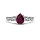 1 - Kiara 1.10 ctw Rhodolite Garnet Pear Shape (7x5 mm) Solitaire Plus accented Natural Diamond Engagement Ring 