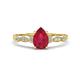 1 - Kiara 1.15 ctw Ruby Pear Shape (7x5 mm) Solitaire Plus accented Natural Diamond Engagement Ring 