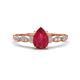 1 - Kiara 1.15 ctw Ruby Pear Shape (7x5 mm) Solitaire Plus accented Natural Diamond Engagement Ring 