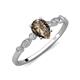 3 - Kiara 0.85 ctw Smoky Quartz Pear Shape (7x5 mm) Solitaire Plus accented Natural Diamond Engagement Ring 