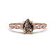 1 - Kiara 0.85 ctw Smoky Quartz Pear Shape (7x5 mm) Solitaire Plus accented Natural Diamond Engagement Ring 
