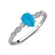 3 - Kiara 0.55 ctw Turquoise Pear Shape (7x5 mm) Solitaire Plus accented Natural Diamond Engagement Ring 