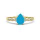 1 - Kiara 0.55 ctw Turquoise Pear Shape (7x5 mm) Solitaire Plus accented Natural Diamond Engagement Ring 